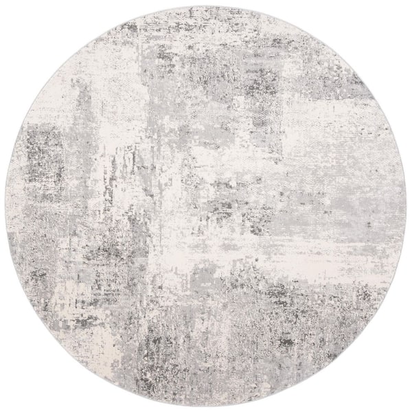 SAFAVIEH Invista Grey/Ivory 7 ft. x 7 ft. Geometric Abstract Round Area ...