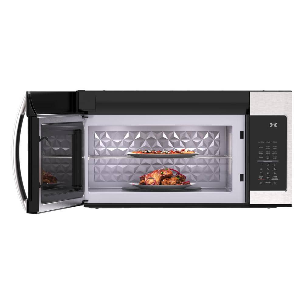 Koolmore 1.9 Cu. Ft. Stainless Steel Over the Range Microwave Oven with Oven Lamp and 300CFM Recirculation Vent Hood Function,, Silver