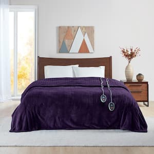 Heated Microlight to Berber Purple King Blanket 90 in. x 100 in.