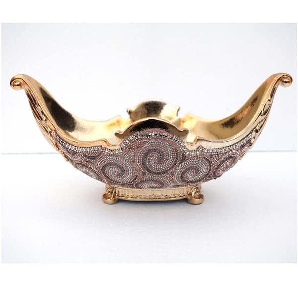 Unbranded Gold Chrome Plated Crystal Ceramic Decorative Bowl Exquisite European-style Fruit Bowl