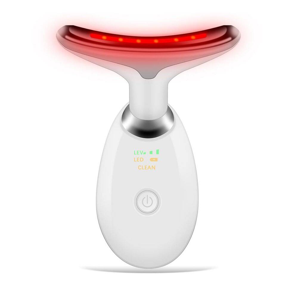 7-in-1 LED Neck Face Massager, Vibration Heating, Intelligent Induction, Ergonomic Dolphin Shape, Rechargeable, White price history on PriceWatchPro
