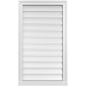 22 in. x 38 in. Vertical Surface Mount PVC Gable Vent: Functional with Brickmould Sill Frame