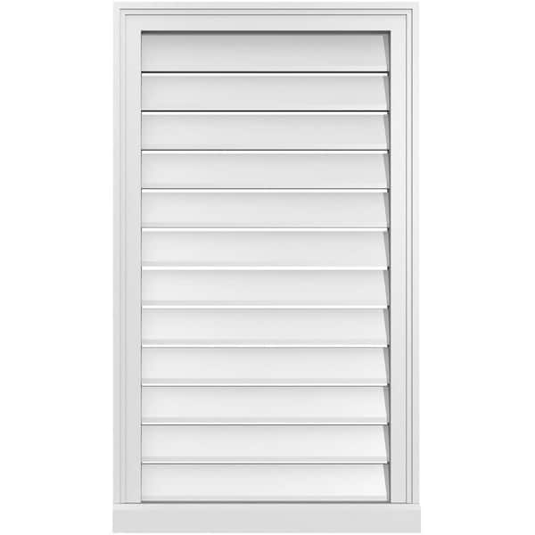 Ekena Millwork 22 in. x 38 in. Vertical Surface Mount PVC Gable Vent: Functional with Brickmould Sill Frame