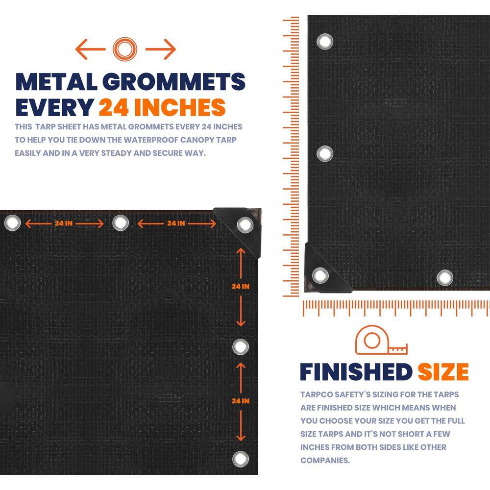 Heavy Duty Black Polyethylene Waterproof Tarp 6' x 8'