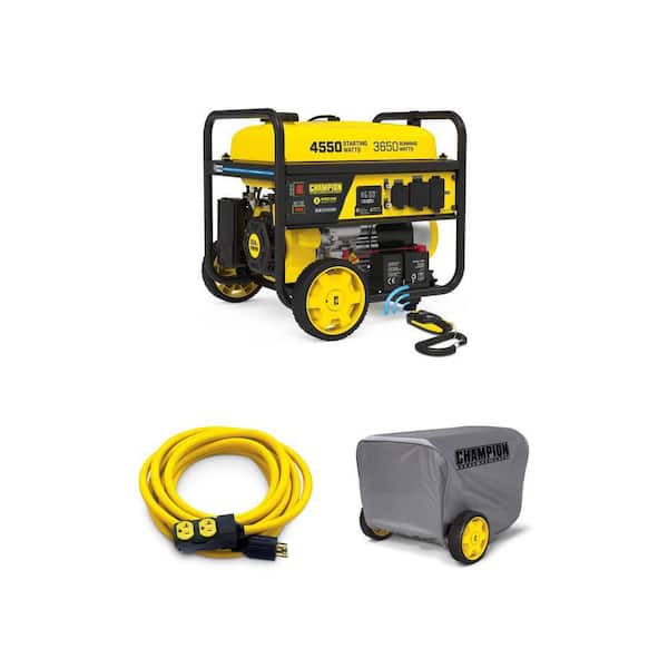 4550/3650-Watt Generator with CO Shield, Cover and 25 ft. Generator Cord Combo
