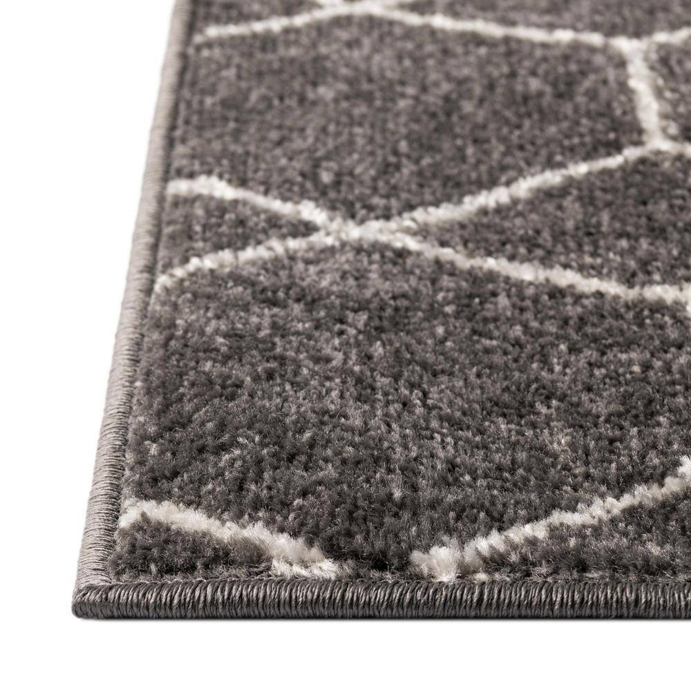 Trellis Frieze Dark Gray Square Synthetic Area Rug