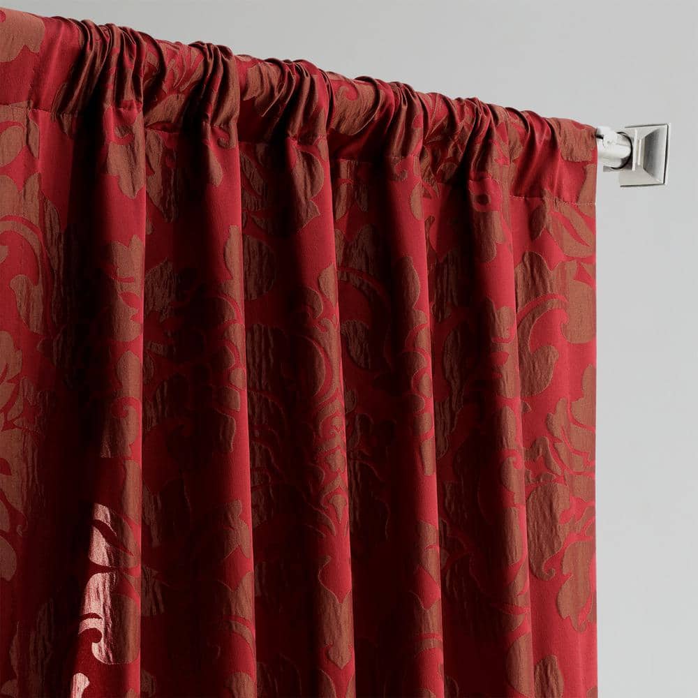 Astoria Red and Bronze Faux Silk Room Darkening Curtain Panel