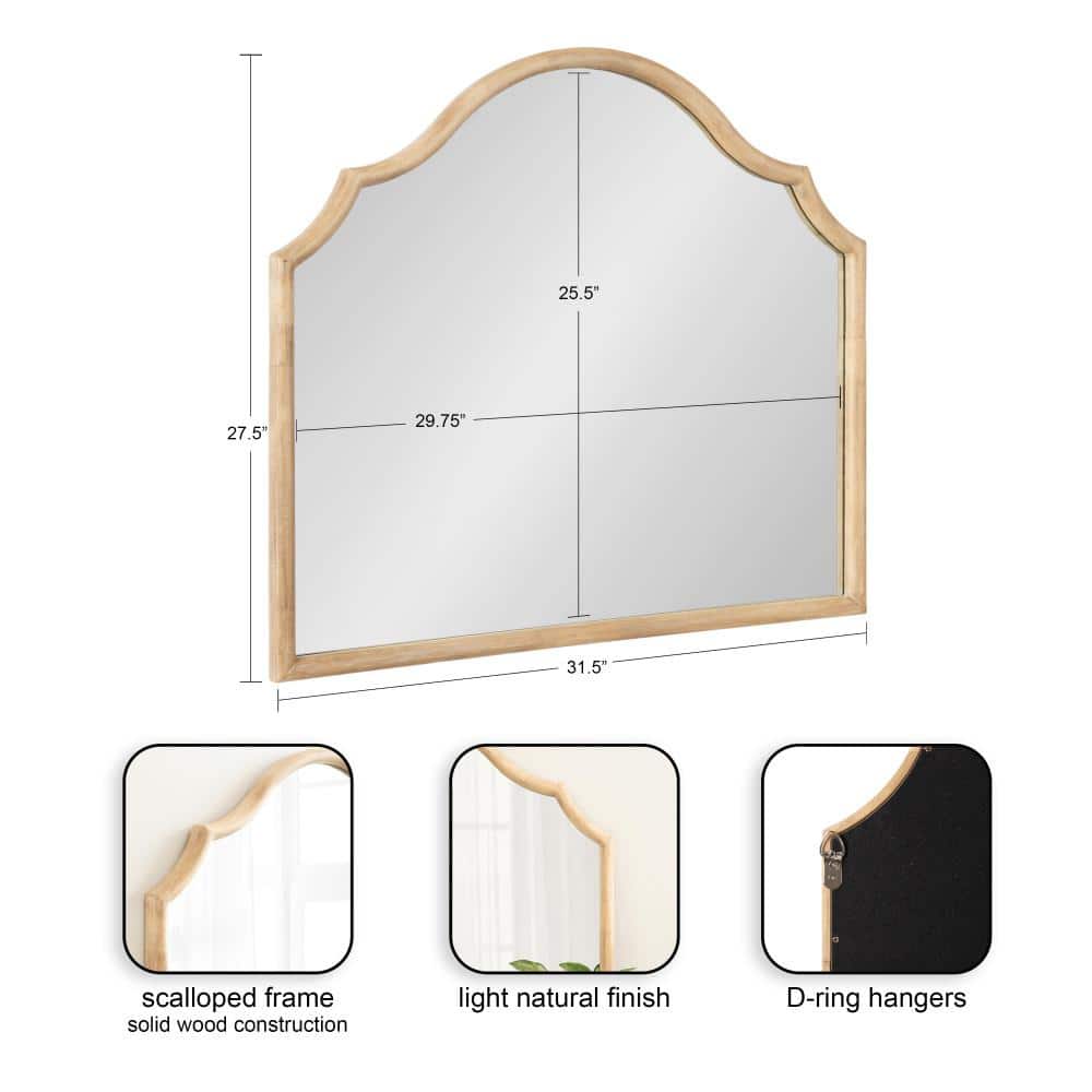Leanna Natural Wood Scalloped Arched Wall Mirror