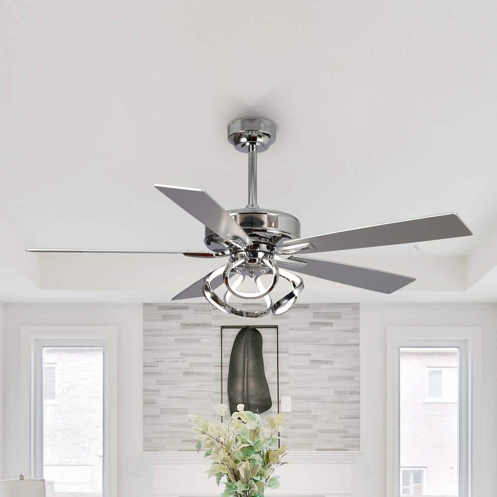 52'' Chrome Ceiling Fan with LED Light and Remote