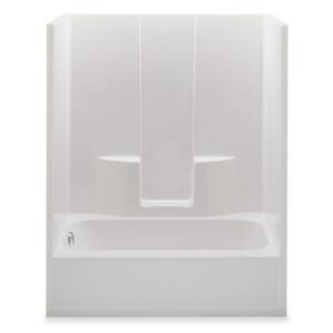 Everyday 60 in. x 34.5 in. x 76.5 in. 1-Piece Bath and Shower Kit with Left Drain in White
