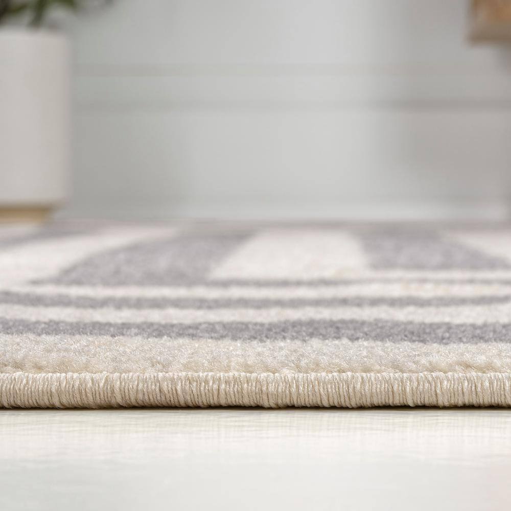 Bandol Gray and Ivory Synthetic Stripe 5 x 8 Area Rug
