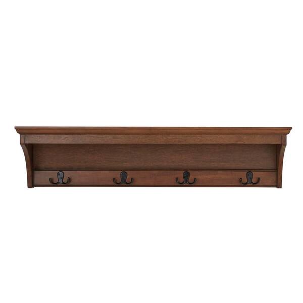 Home Decorators Collection 8 in. H x 36 in. W x 8 in. D Walnut Wood  Floating Decorative Wall Shelf with Hooks SK19442B - The Home Depot