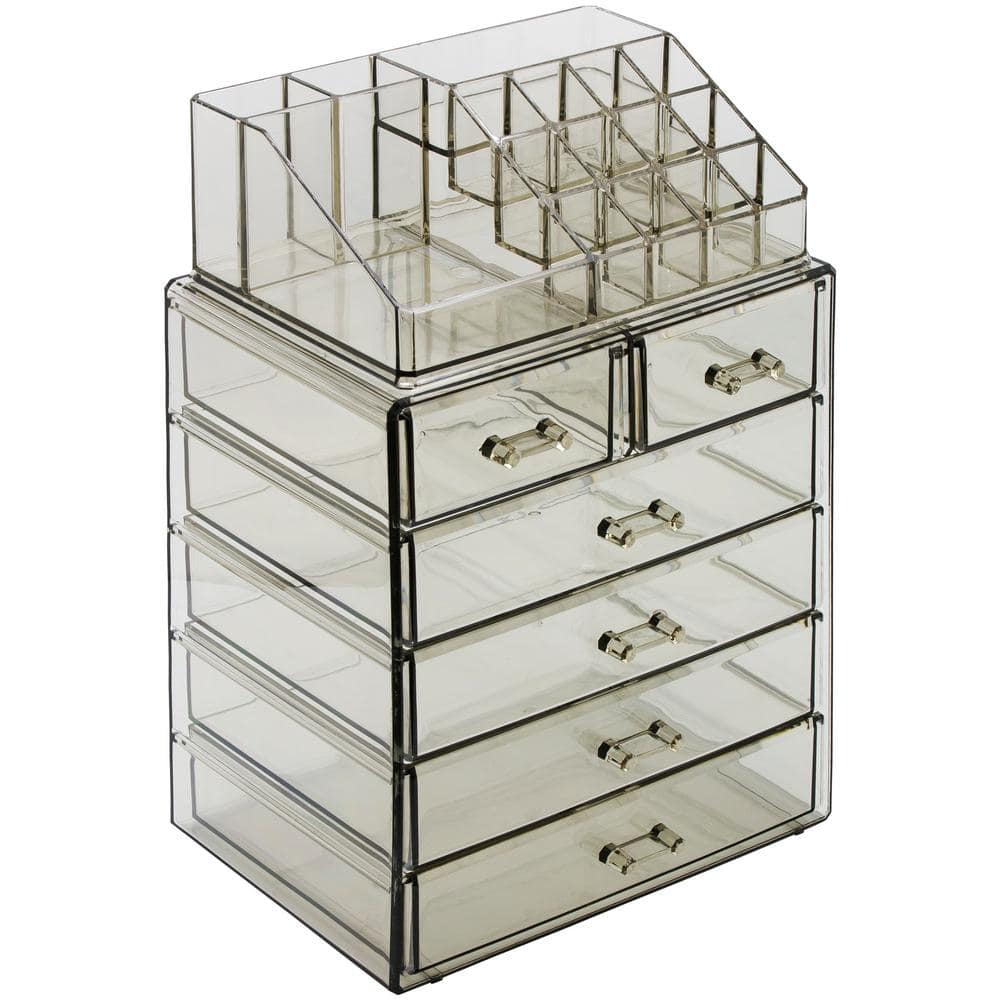 Sorbus Freestanding 6-Drawer 6.25 in. x 14.25 in. 1-Cube Acrylic Cosmetic  Organizer in Black MUP-SET-42BLK The Home Depot