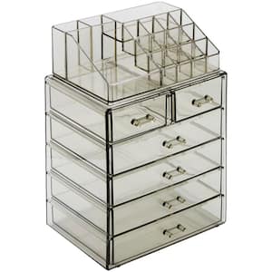 Freestanding 6-Drawer 6.25 in. x 14.25 in. 1-Cube Acrylic Cosmetic Organizer in Black