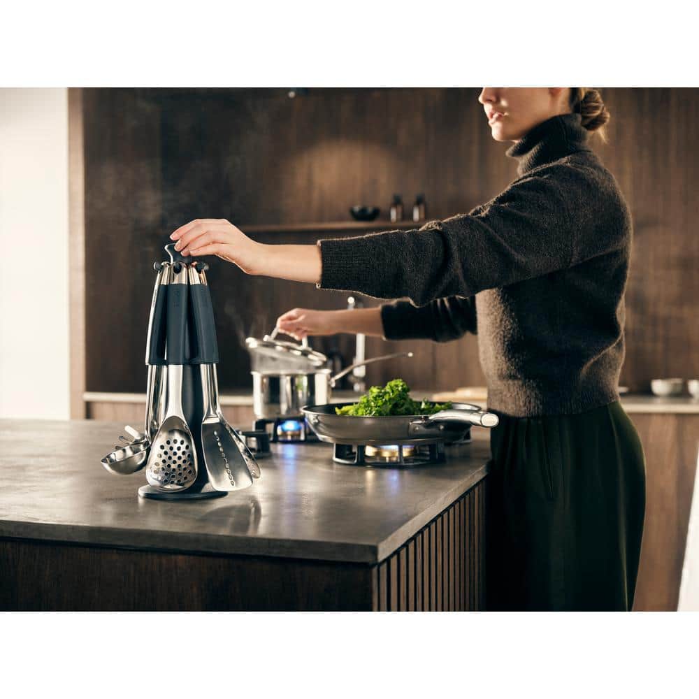 Stainless Steel and Silicone 6-Piece Rotating Kitchen Utensil Set