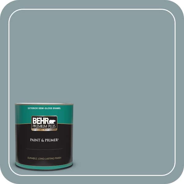 BEHR PREMIUM PLUS 1 qt. #ECC-65-3 Teal Wave Semi-Gloss Enamel Exterior Paint & Primer