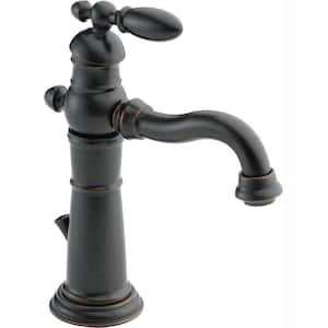 Victorian Single Hole Single-Handle Bathroom Faucet with Metal Drain Assembly in Venetian Bronze