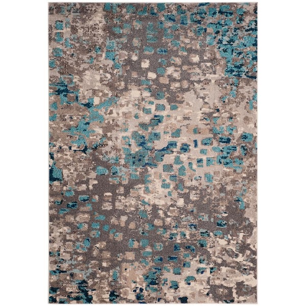 SAFAVIEH Monaco Gray/Light Blue 5 ft. x 8 ft. Geometric Area Rug