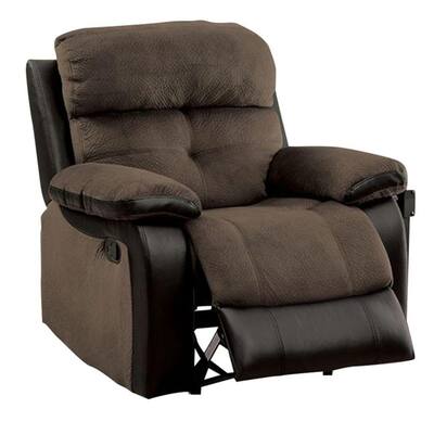 HADLEY I Transitional Brown Wood and Leatherette Recliner Chair