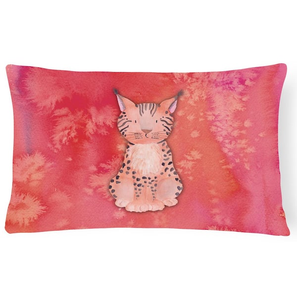 Caroline's Treasures 12 in. x 16 in. Multi-Color Outdoor Lumbar Throw Pillow Lynx Watercolor