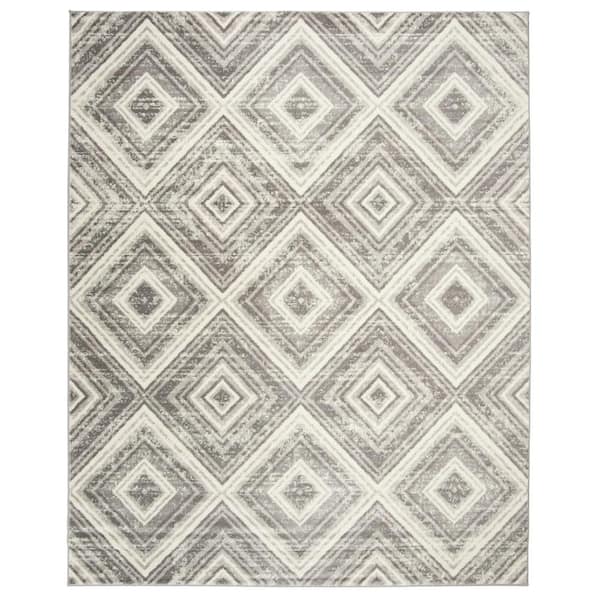Skyler 11 ft. x 16 ft. Gray/Ivory Diamond Geometric Area Rug