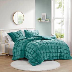 Velvet Dream Puff Teal Microfiber Full/Queen Comforter Set