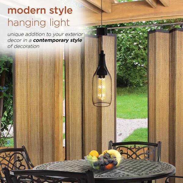 Alpine Corporation 13 in. Tall Black Hanging Solar Powered