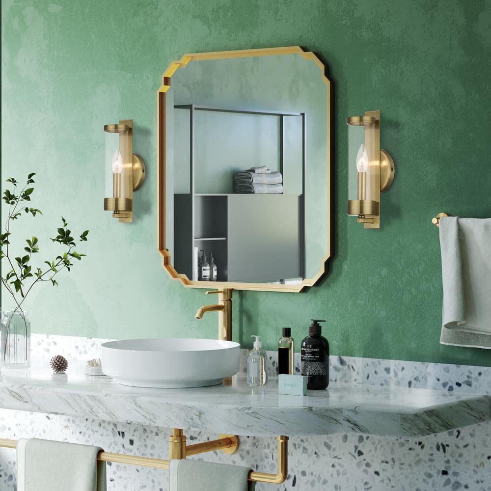 Antique Brass Dimmable Wall Sconce with Clear Glass