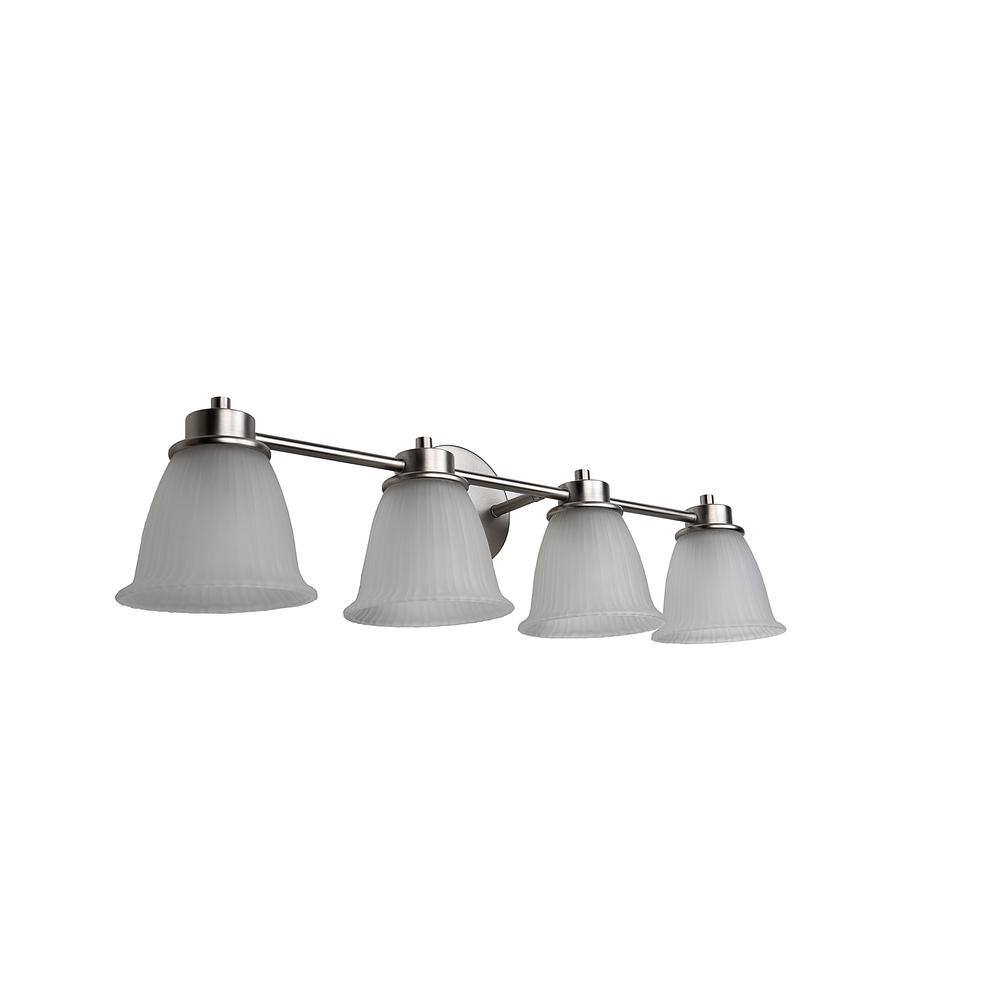 30-Inch Brushed Nickel 4-Light Vanity Fixture with Frosted Glass Shades