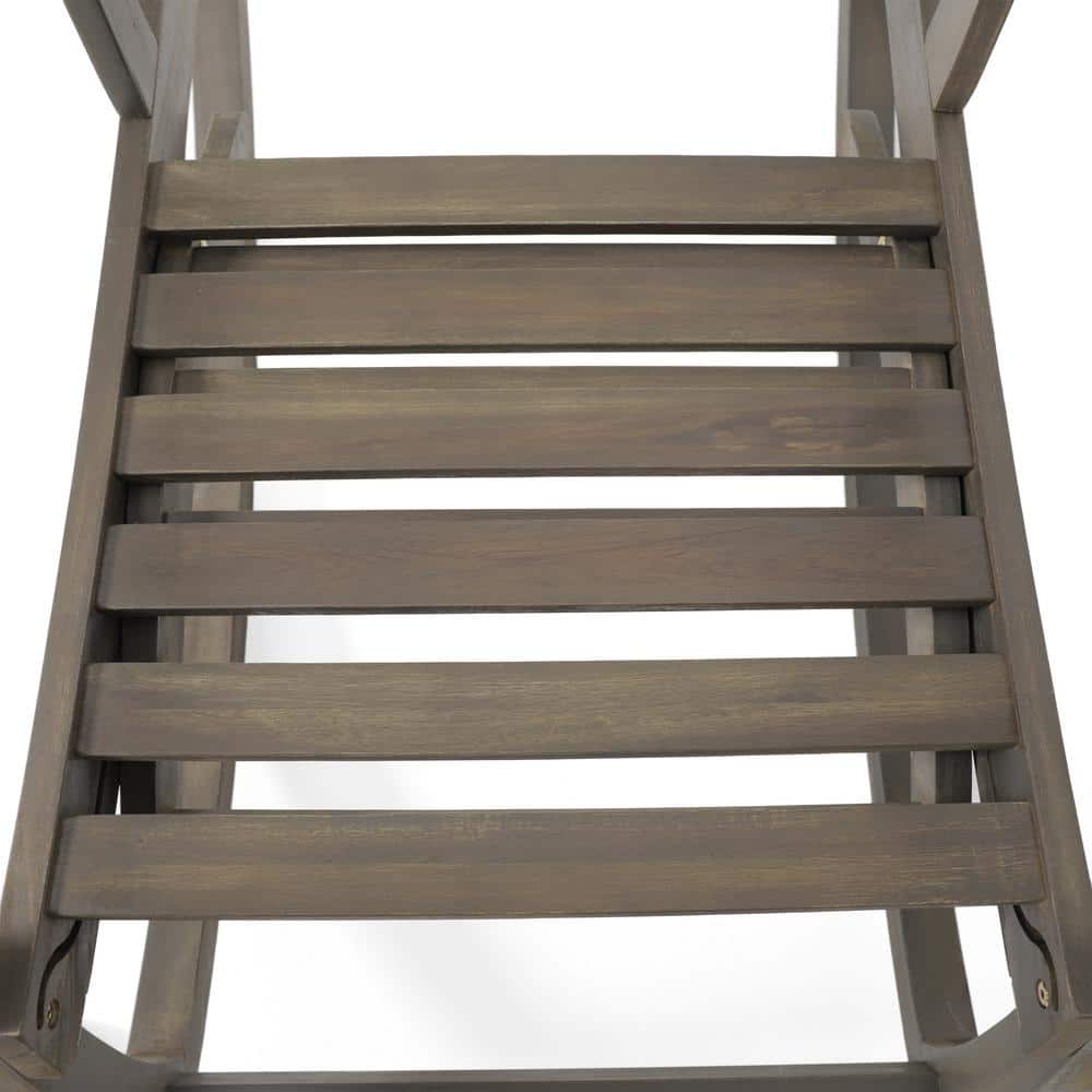 Gray Acacia Wood Outdoor Rocking Chair with Arms