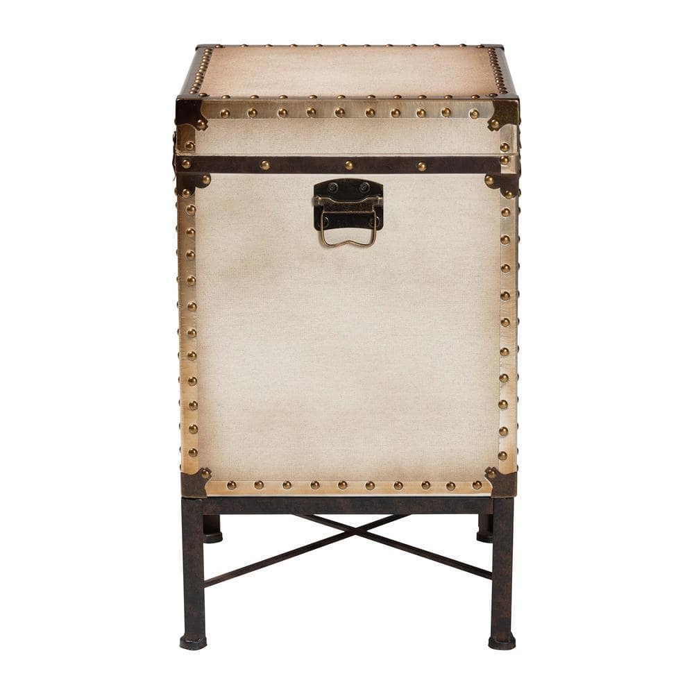 Laura 18.8 in. White Rectangle Canvas End Table with Lift-Top - thumbnail 2