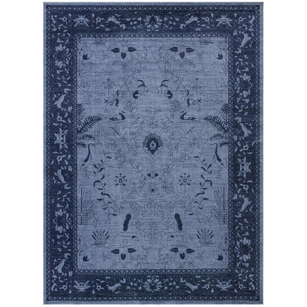 Unique Loom La Jolla Floral Blue 9' 0 x 12' 0 Area Rug