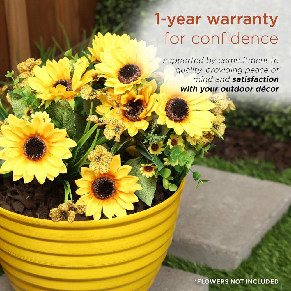 Alpine 16" Yellow Glazed Plastic Indoor/Outdoor Planter