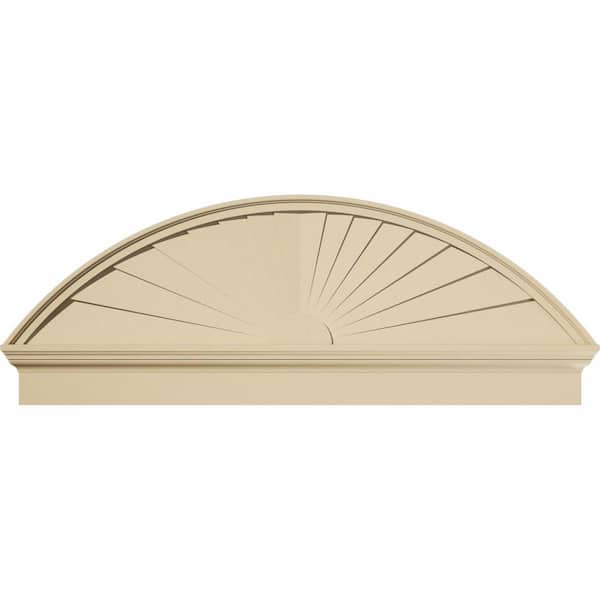Ekena Millwork 56-in W x 20-7/8-in H x 2-3/4-in P Segment Arch Sunburst Signature Urethane Combination Pediment, Primed Tan