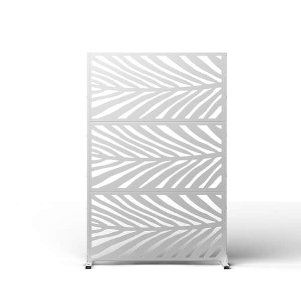 Lirago 71 x 47 in. Modern White Patio Privacy Screen with Stand Leaf-Shaped Panels Wall Decal