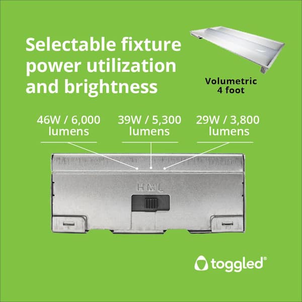 toggled 2 ft. x 4 ft., 6,000 Lumens, Integrated LED Troffer Light - CCT and Wattage Selectable (3500K/4100K/5000K)