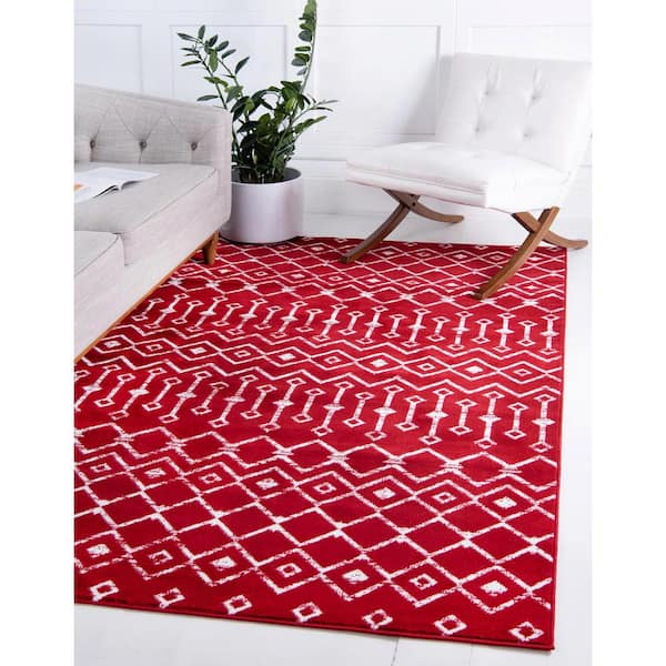 Moroccan Trellis Red 8 ft. x 11 ft. Area Rug