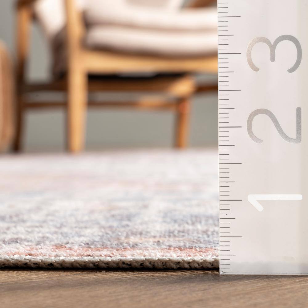 Peach Floral Bliss 4' x 6' Easy-Care Synthetic Area Rug
