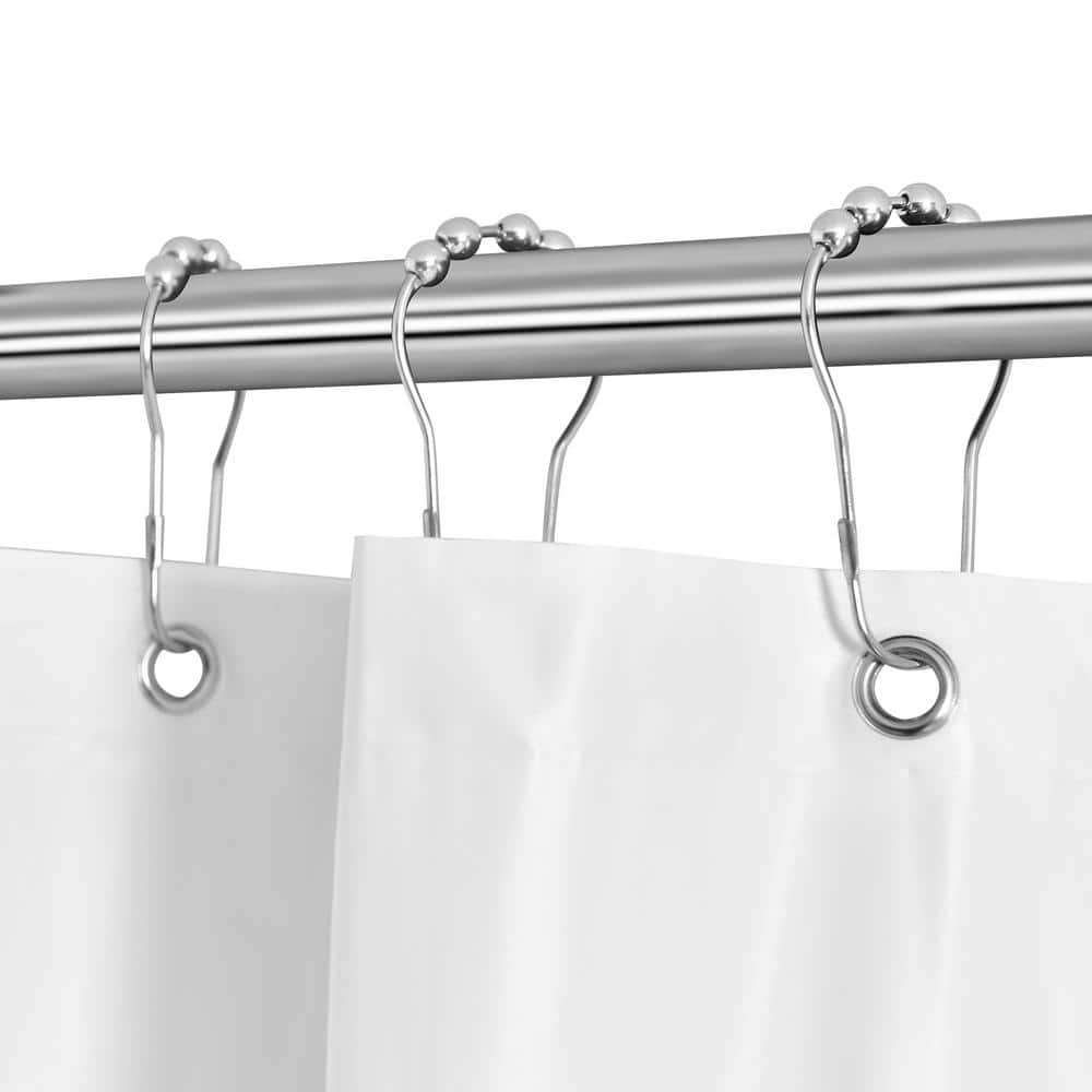 Silver Rust Resistant Double Glide Metal Shower Curtain Hook Rings Set