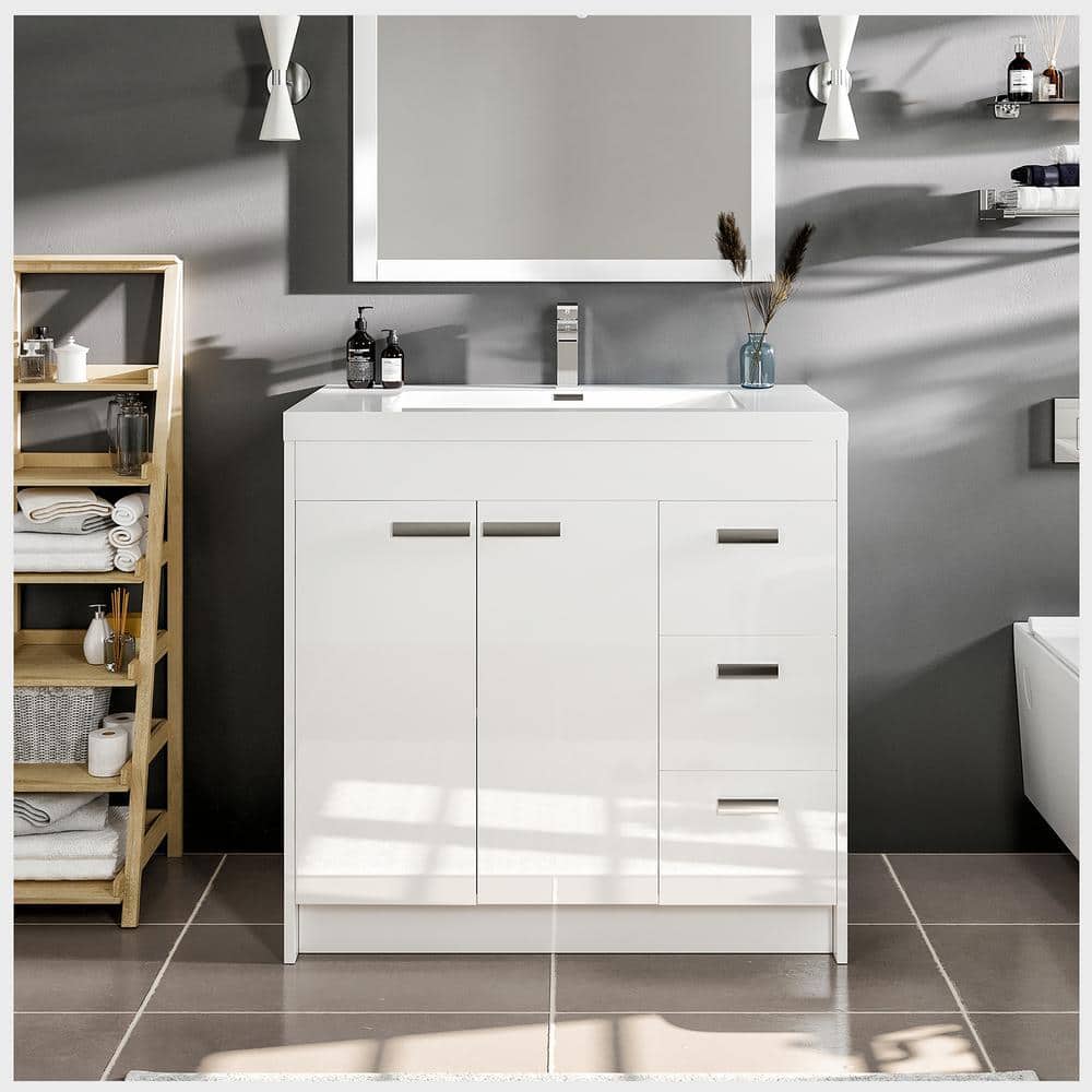 Eviva Monaco 36.5 in. W x 22 in. D Vanity in Silver with Solid Oak Wood Vanity Top in Black with Silver Basin