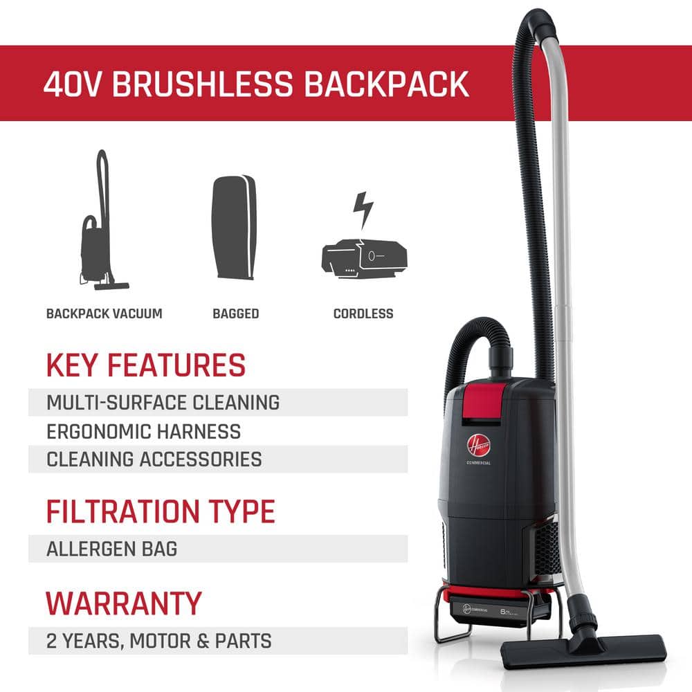 Black Cordless HEPA Filter Backpack Vacuum Cleaner for Commercial Use