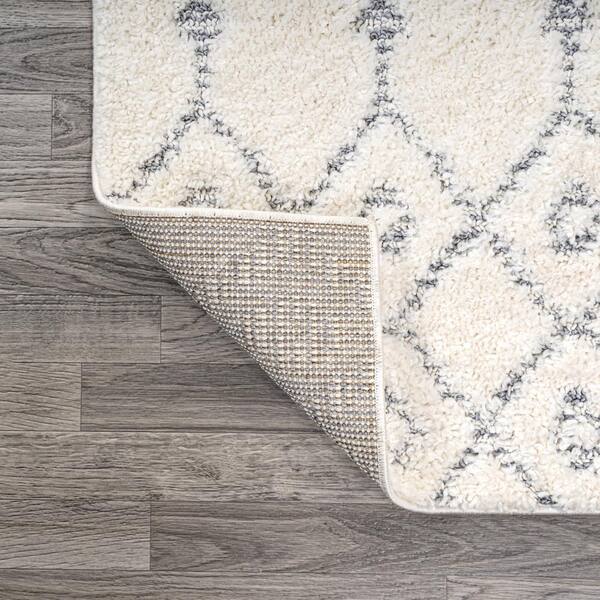 JONATHAN Y Pia Cream/Gray 2 ft. x 8 ft. Moroccan Trellis Plush