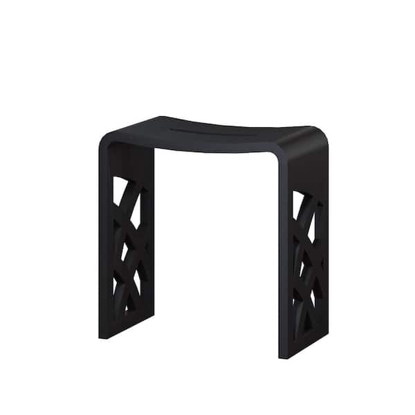Dimakai 16.5 in. W x 9 in. D x 16.9 in. H Lightweight Solid Surface Shower Stool Waterproof Bathroom Shower Seat in Matte Black