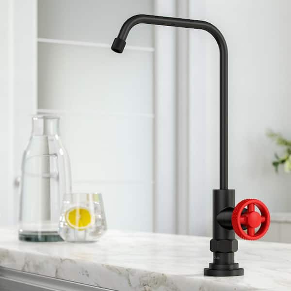 Urbix Single Handle 100% Lead-Free Beverage Faucet in Matte Black/Red