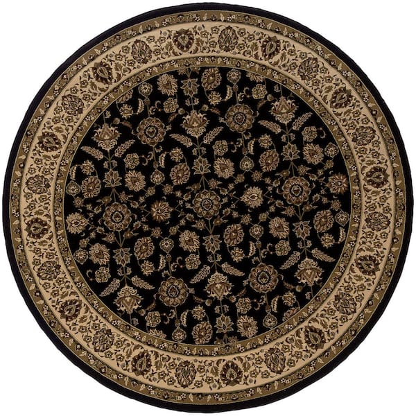 AVERLEY HOME Alyssa Brown/Ivory 6 ft. x 6 ft. Round Classic Border Area Rug