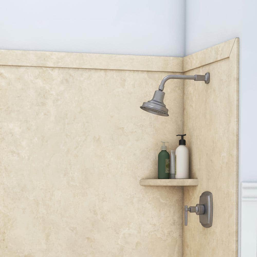 Royale 60" x 36" x 80" Creme Travertine Glue Up Alcove Shower Wall Surround