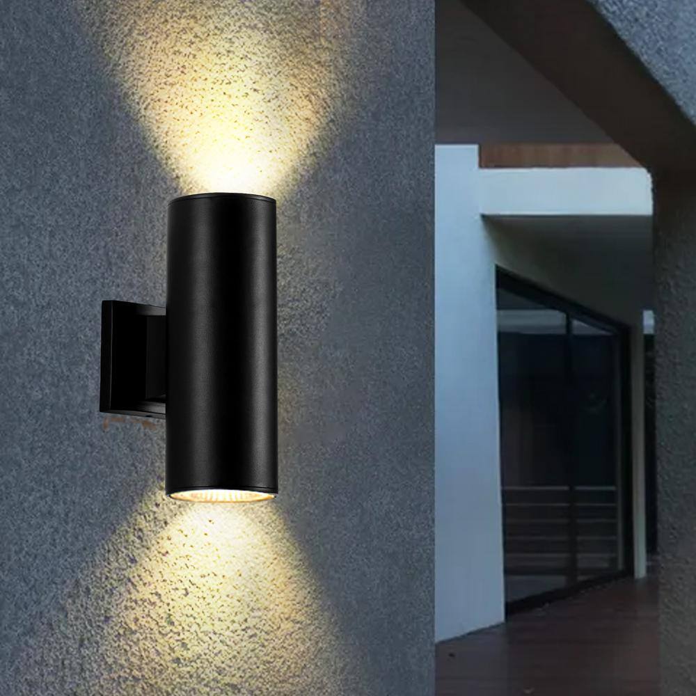Matte Black Cylinder 11" LED Outdoor Sconce