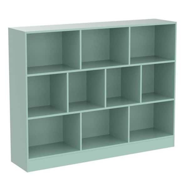40.94 in. H x 47.24 in. W x 9.45 in. D Green Wood 3-Tier 10- Cube Organizer