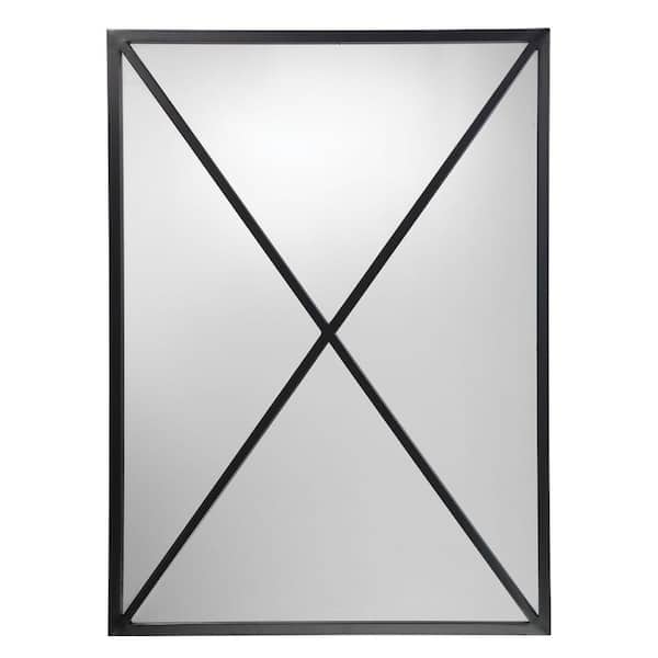 Benjara 2 in. W x 32.5 in. H Metal Frame Black Wall Mirror
