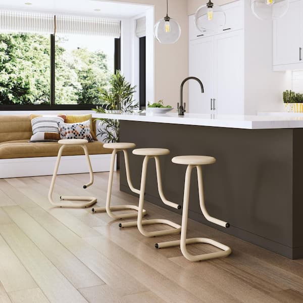 Paperclip70 26 in. Straw Metal Counter Stool